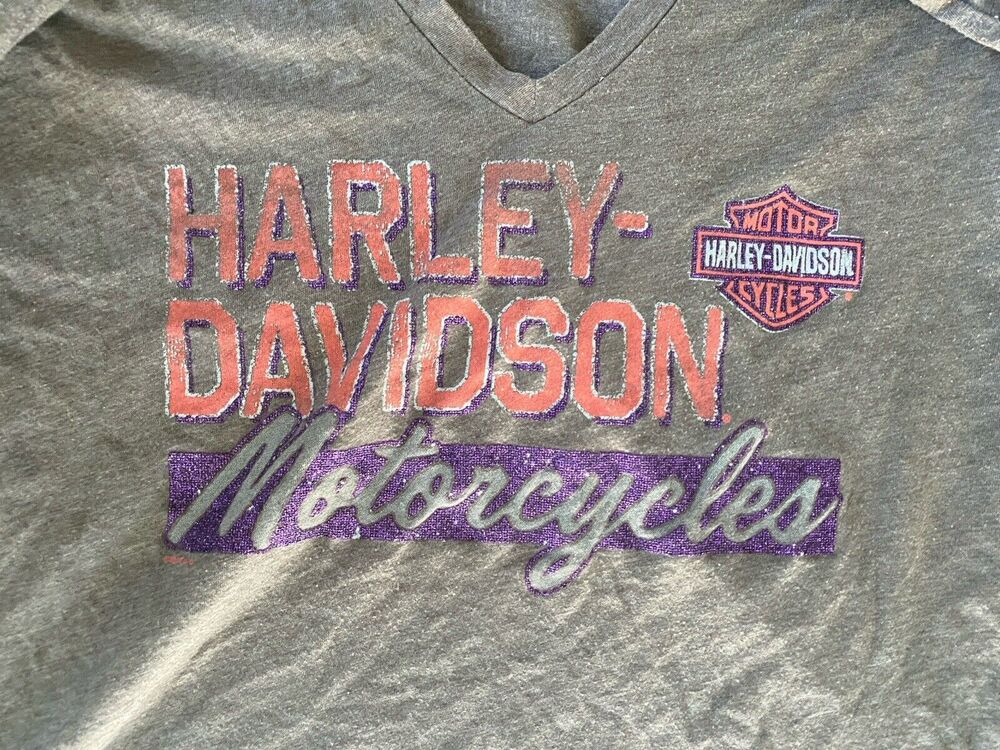 HARLEY DAVIDSON MOTORCYCLE Women's Gray Long Sleeve Shirt Top Large